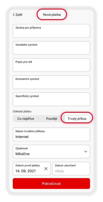 Multiplatba Trvalý příkaz