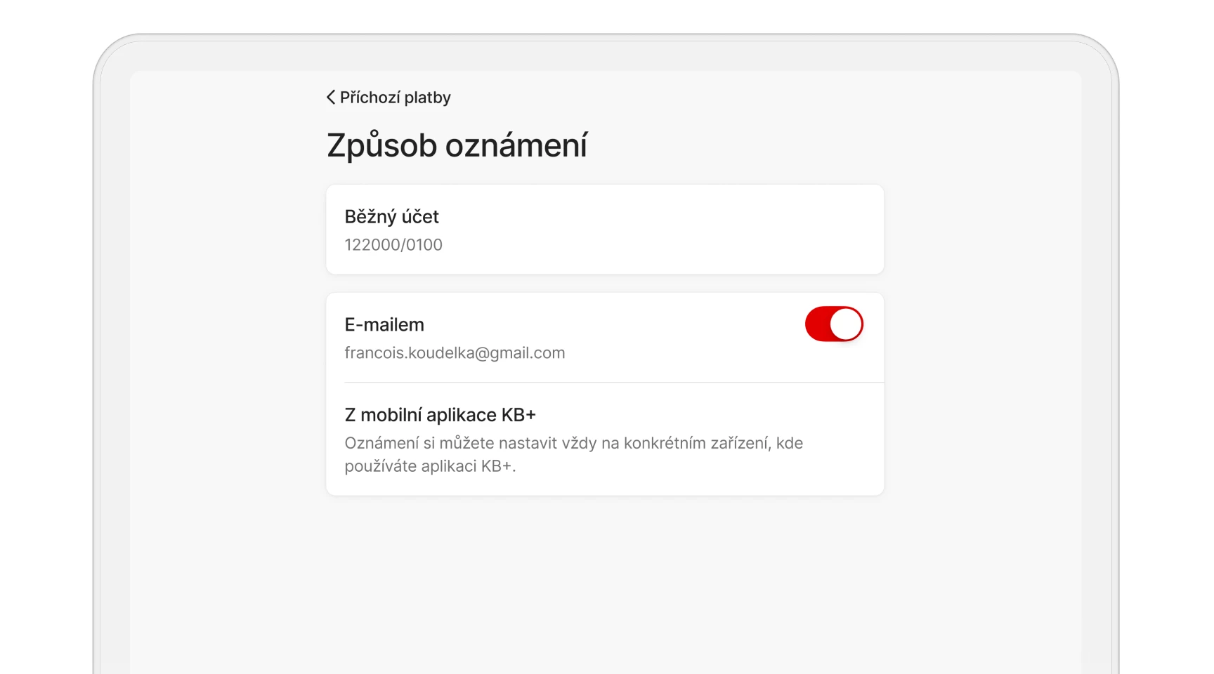 Způsob oznámení