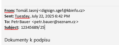 Screenshot z e-mailu