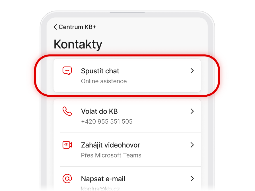 Chat přímo v aplikaci