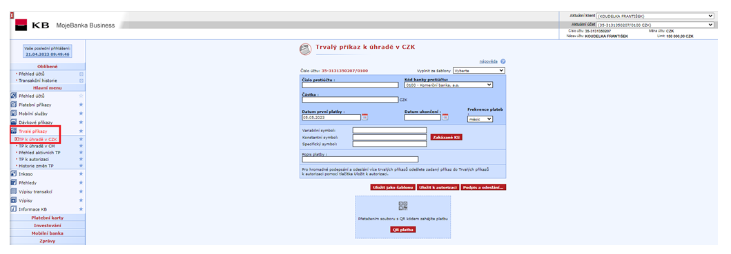 Jak Zadat Trval P kaz V Internetov m Bankovnictv MojeBanka Business Jak Zadat Trval P kaz V Internetov m Bankovnictv MojeBanka Business