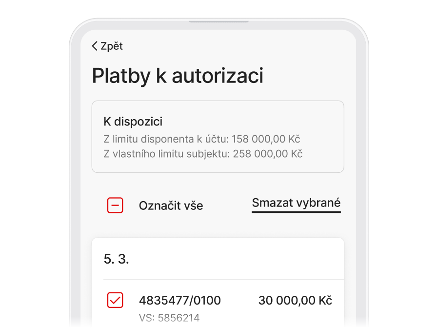 Hromadná autorizace plateb