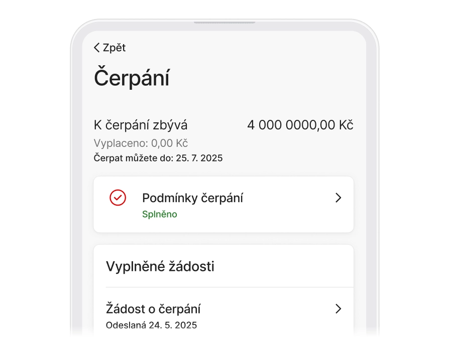 Online čerpání hypotéky