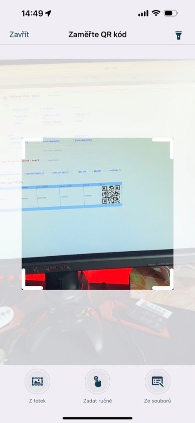 Načtení QR kódu