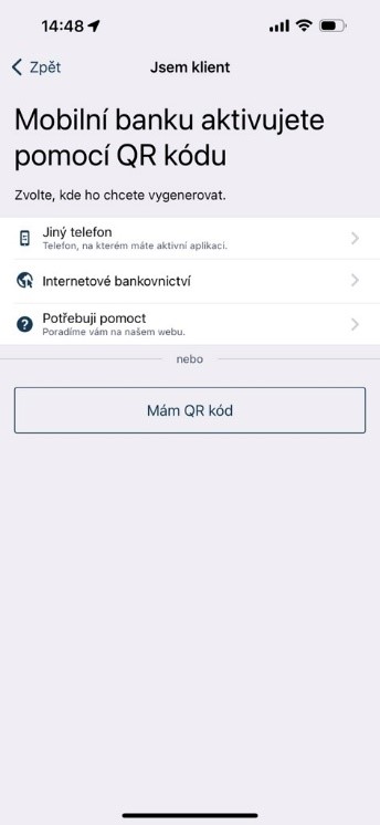 Aktivace pomocí QR kódu