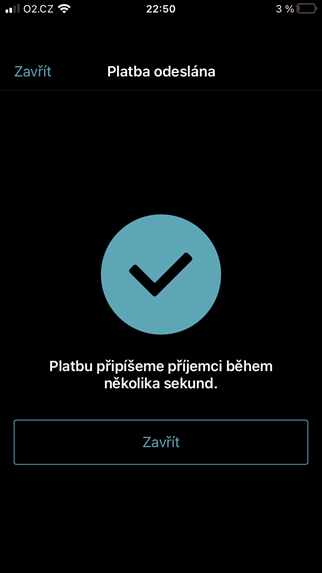 Potvrzení platby Mobilní banka