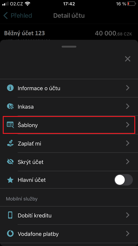 Výběr z menu