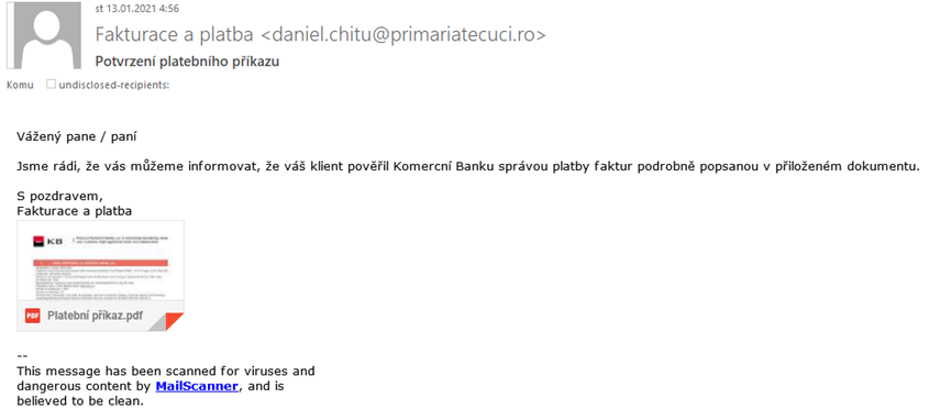 Podvodný email