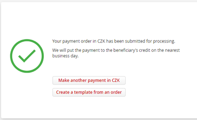 Payment order submitted for processing