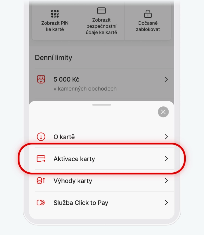 Online aktivace karty